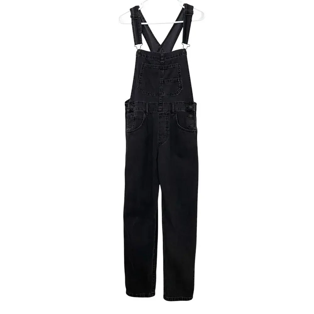 Free People We the Free Ziggy Black Denim Overalls XS 100% Cotton Classic - Picture 5 of 16